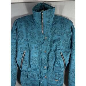NILS Vintage 90s Blue Southwestern/Aztec Print Ski Jacket sz 10  (S/M) USA